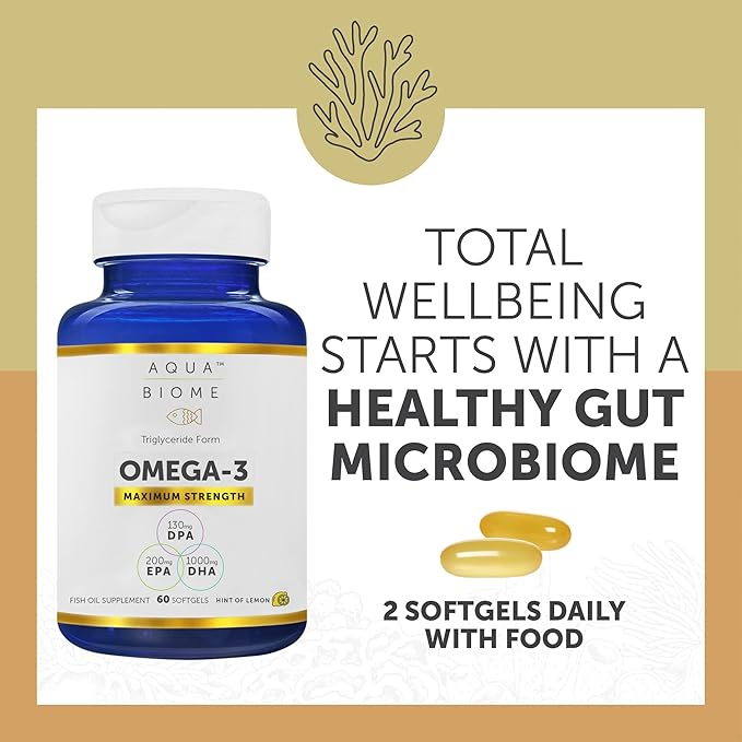 Aqua Biome by Enzymedica, Maximum Strength Omega 3 Fish Oil, 60 Softgels