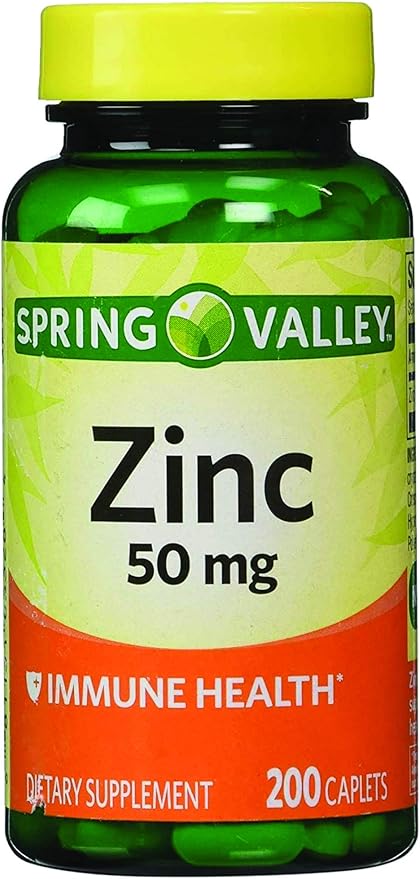 Spring Valley - Zinc 50 mg, 200 Ct 2 Pack Zinc supplement Spring Valley supplement is Suitable for Daily Intake.