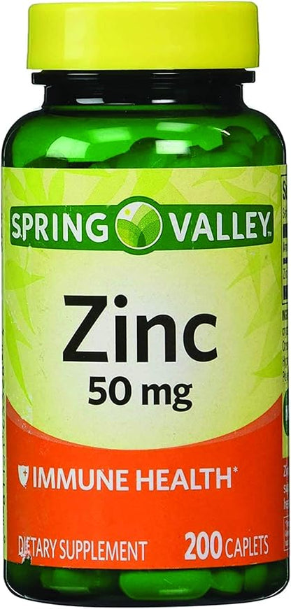 Spring Valley - Zinc 50 mg, 200 Ct 2 Pack Zinc supplement Spring Valley supplement is Suitable for Daily Intake.