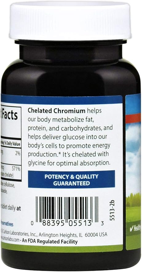 Carlson Chelated Chromium 200 mcg Superior Absorption - Healthy Metabolism Energy Production & Optimal Wellness - 300 Tablets