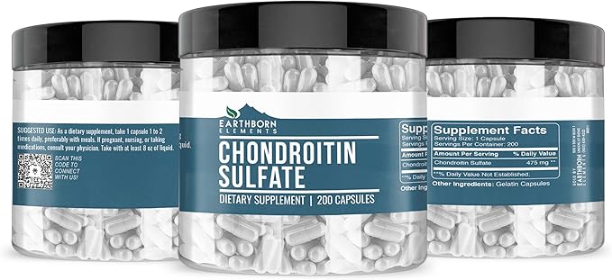 Earthborn Elements Chondroitin Sulfate 200 Capsules, Pure & Undiluted, No Additives