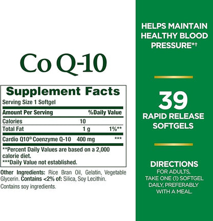 Natures Bounty Co Q-10 400mg, 39 Rapid Release Softgels