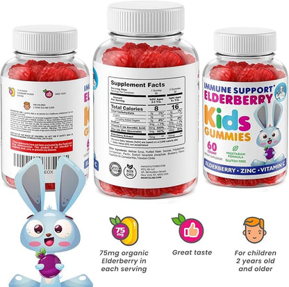 DR. MORITZ Elderberry Gummies for Kids & Toddlers - Immune System Booster- Health Support with Black Sambucus Elderberries Extract - Herbal Immunity Boost Supplement