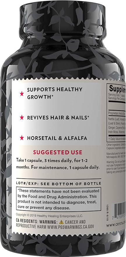 Crystal Star Beautiful Hair & Nail Supplement (60 Capsules) – Herbal Supplement Supports Thicker Stronger Hair & Nails – Horsetail, Nettle & Alfalfa – Non-GMO