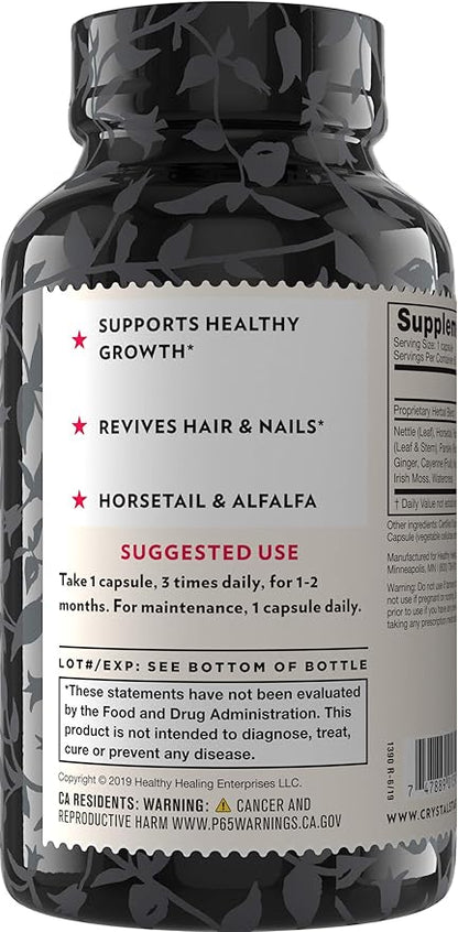 Crystal Star Beautiful Hair & Nail Supplement (60 Capsules) – Herbal Supplement Supports Thicker Stronger Hair & Nails – Horsetail, Nettle & Alfalfa – Non-GMO