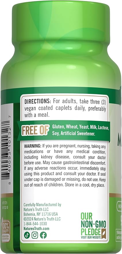 Nature's Truth Calcium Magnesium Zinc | 90 Coated Caplets | Vegan, Non-GMO, and Gluten Free Supplement