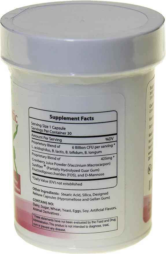 Women's Probiotic, Urinary Tract Digestive Immune System Health, Cranberry Powder, Kosher Certified, Non-Dairy, Gluten Free, Non-GMO