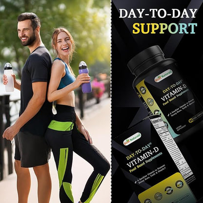 Best Naturals Day-to-Day Vitamin D 5000 IU 90 Veg Capsules - Made with Mushroom Blend, Fruit Vegetable Blend, Omega 3-6-9 Blend, & Digestive Blend