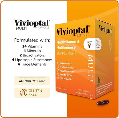 Vivioptal Multi, 90 Softgels (1 Year Supply), Multivitamin & Multimineral, Gluten Free, German Formula