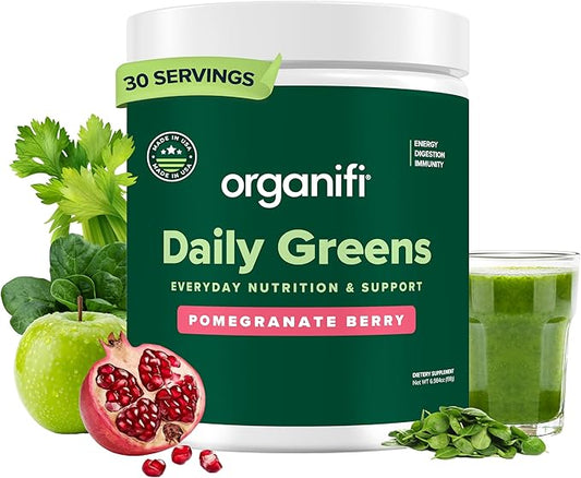 Organifi Daily Greens - Everyday Nutrition and Support - Greens Powder for Energy, Digestion, and Immunity, 30 Servings