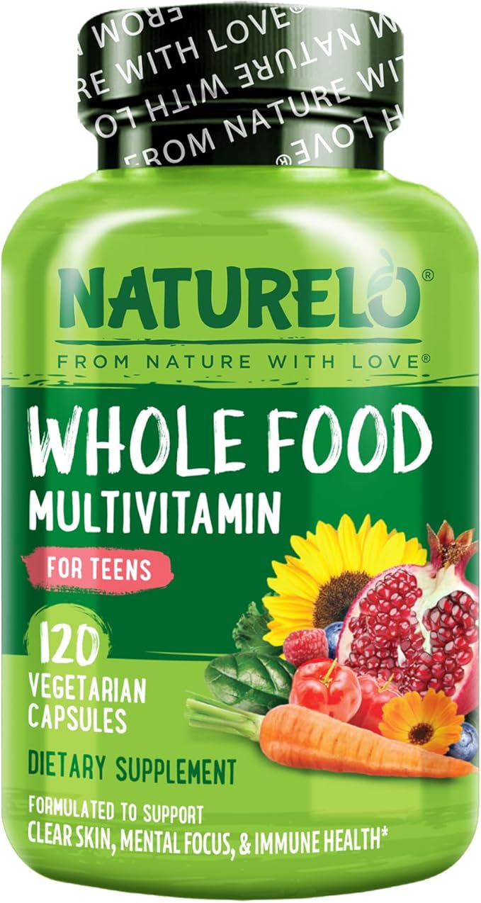 NATURELO Teen Multivitamin - Whole Food Multivitamin - with Minerals for Teenage Boys & Girls - Supplement for Active Kids - Non-GMO - Vegan & Vegetarian - 120 Capsules