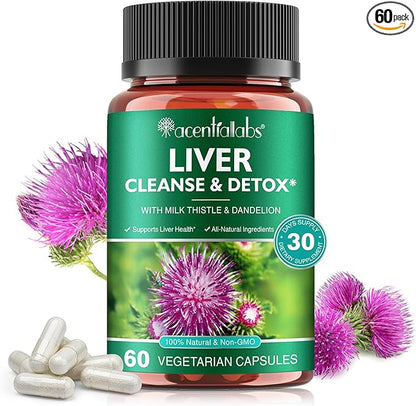 Liver Support Supplement, Liver Health, Liver Cleanse, Liver Support, Herbal Liver Support Supplement for Eliminates Waste and Cleansing, Vegan, Non-GMO, 60 Capsules
