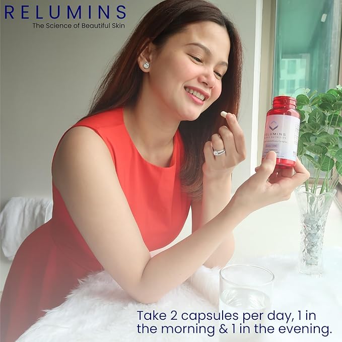Relumins Advance Nutrition Gluta 1000 - Reduced L-Glutathione, Alpha Lipoic Acid & Rose HIPS - Antioxidant Support for Skin & Overall Wellness - 60 Veg Capsules x 3 Bottles (90-Day Supply)