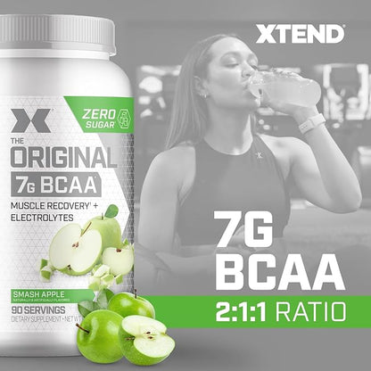 XTEND Original BCAA Powder 7g BCAA and 2.5g L-Glutamine, Sugar Free Post Workout Muscle Recovery Drink with Amino Acids for Men & Women, 90 Servings