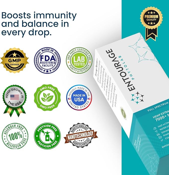 Entourage Hemp Extract – 7000 mg | Ultra-Potent, Water Soluble, CO2 Extracted, Nanotechnology | Promotes Wellness and Balance