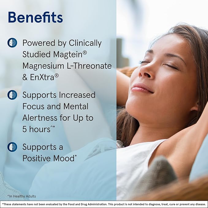 Jarrow Formulas Magnesium L-Threonate, MagMind Productivity, High Absorption Magnesium, Brain Supplements for Memory and Focus, 60 Veggie Capsules, Up to a 30 Day Supply