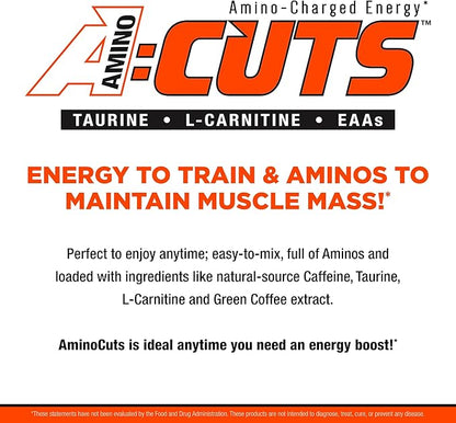 ALLMAX Nutrition AMINOCUTS (ACUTS), Amino-Charged Energy Drink with Taurine, L-Carnitine, Green Coffee Bean Extract, Orange, 30 Servings