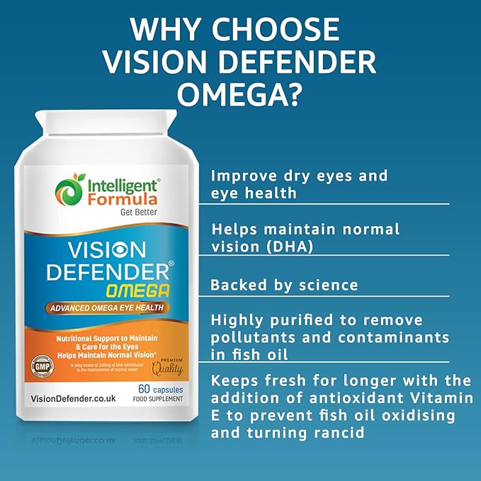 Vision Defender BP and Vision Defender Omega Eye Care Bundle – Eye Supplements to Support Eye Health with Bilberry, Pine Bark, Omega-3 Fish Oil (EPA, DHA), Vitamin E. Made in UK by Eye Specialists