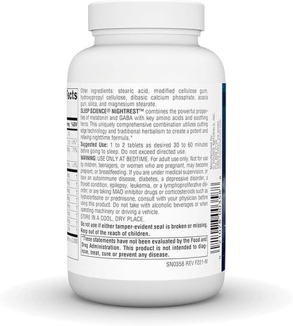 Source Naturals Sleep Science NightRest with Melatonin - BioAligned MultiNutrient & Herb Complex, for Rest & Relaxation Support* - 100 Tablets