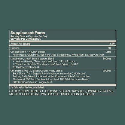 Juna Gut Therapy - Advanced Brain & Gut Health Support with Prebiotic & Probiotics - Improved Mood, Attention & Energy - Supports Memory, Focus & Mental Clarity - Fuel Cognitive Performance (80 Caps)