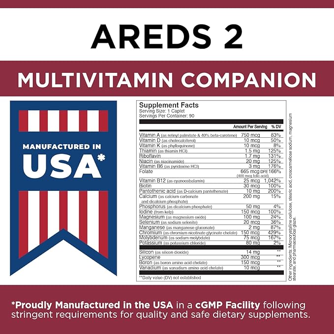 Viteyes Classic AREDS 2 Companion Multivitamin Supplement, Comprehensive Multivitamin Formula for AREDS 2 Users, 90 Capsules