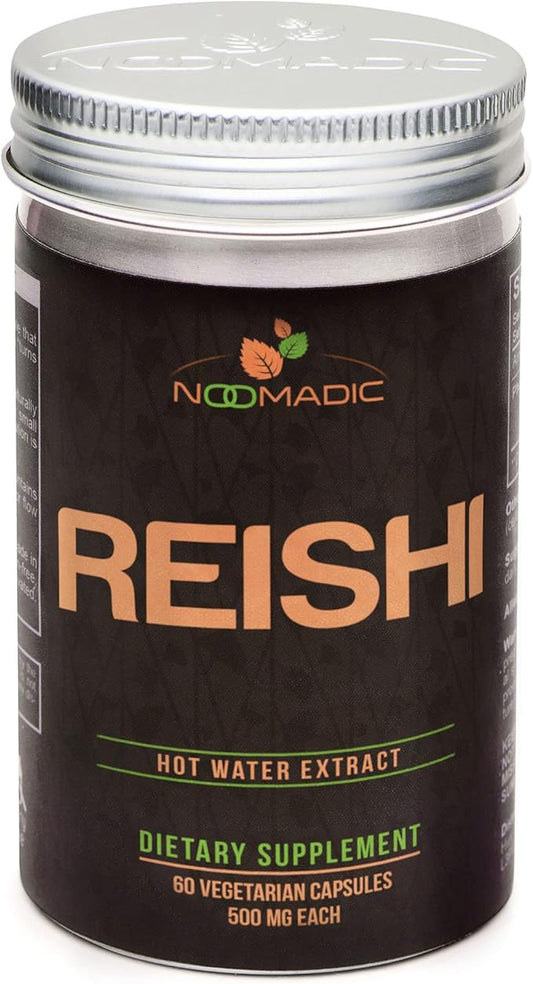 Reishi Mushroom, 60 Capsules, 500mg Each, General Wellness & Longevity, Hot Water Extract, Fruiting Bodies, 30% Beta-D-Glucans