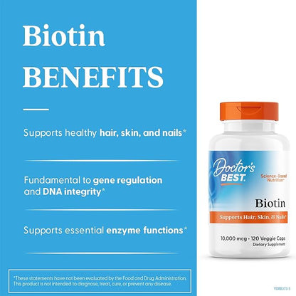 Doctor's Best Biotin to Support Hair, Skin, Nails, 120 Count