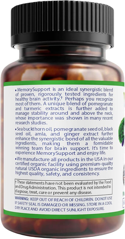 MoodBliss Mood Support Supplement, USA-Made USDA Organic Plant-Based Superfood for Stress Relief, Calm Mind & Body w/St John’s Wort Rhodiola Ashwagandha Valerian Medicinal Oils & More 60 ct