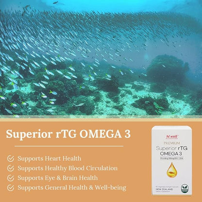 Hi Well Premium Superior rTG Omega 3 90Vegetable Softgel Capsules