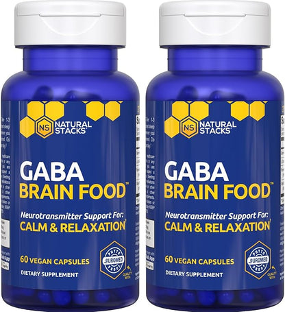 GABA Brain Food - GABA Supplement with L-Citrulline & Grape Seed Extract - Supports Calm & Relaxation - Nighttime Sleep Aid - Supports Production of Gamma Aminobutyric Acid - 120 L-Citrulline Capsules