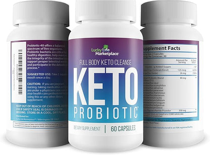 Keto Probiotic - 40 Billion Cfu - Promote Digestive Health, Immune Health, & Gut Health - Keto Friendly Probiotic - Full Body Keto Cleanse Aid - Reduced Bloating - Keto Probiotics for Men & Women