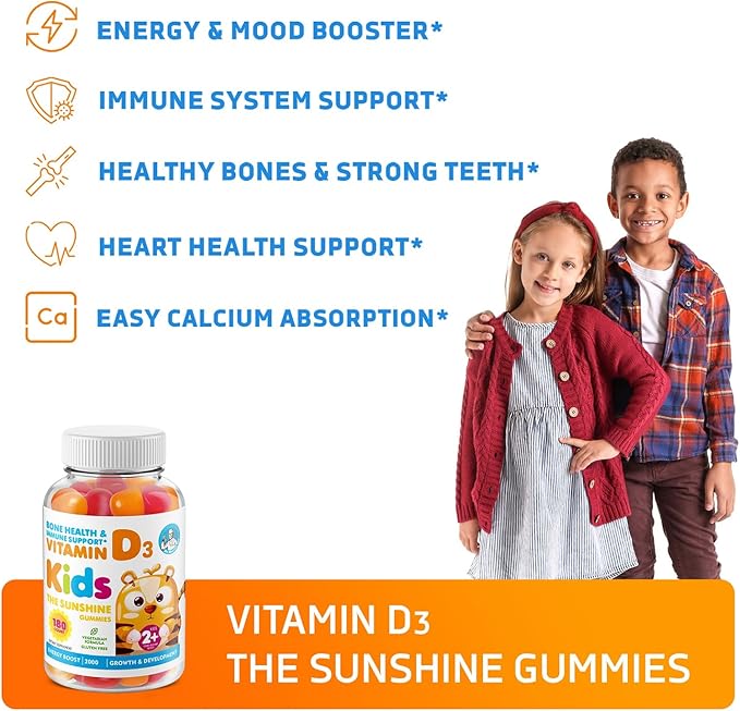 DR. MORITZ Vitamin D Gummies for Kids and Adults (2000 IU) - Chewable Kids Vitamin D Supplement for Immune Support - Vegetarian and Gelatin-Free (180 Count)