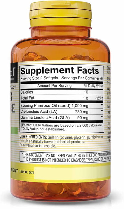 Mason Vitamins Evening Primrose Oil Woman's Health Softgels, 60 Count (1284-60)