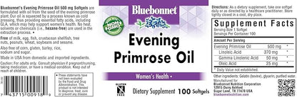 BlueBonnet Evening Primrose Oil Softgels, 500 mg, 100 Count (743715009189)
