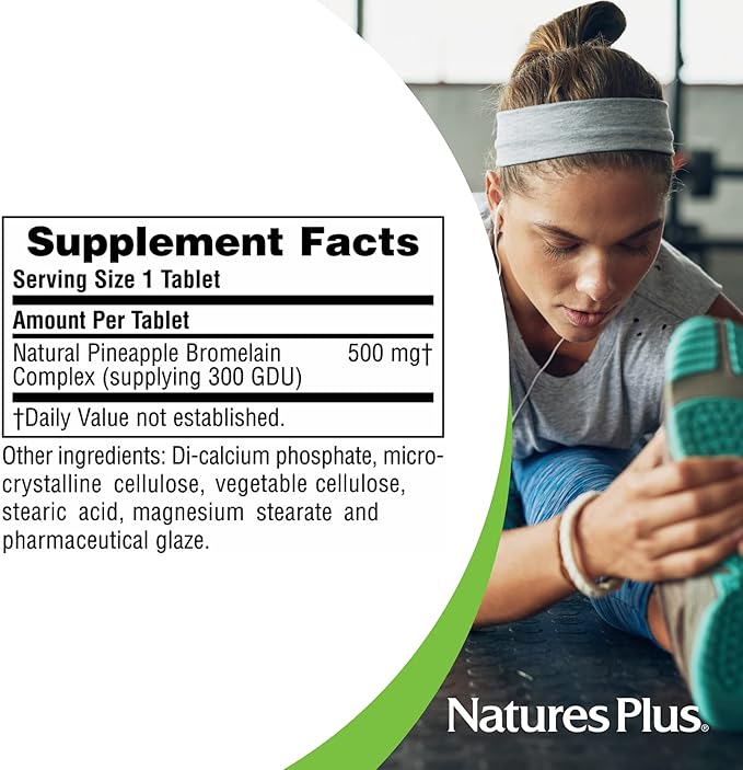 Natures Plus Bromelain - 500 mg - Natural Proteolytic Supplement - 60 Vegetarian Tablets (60 Servings)