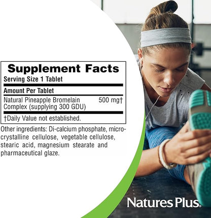 Natures Plus Bromelain - 500 mg - Natural Proteolytic Supplement - 60 Vegetarian Tablets (60 Servings)