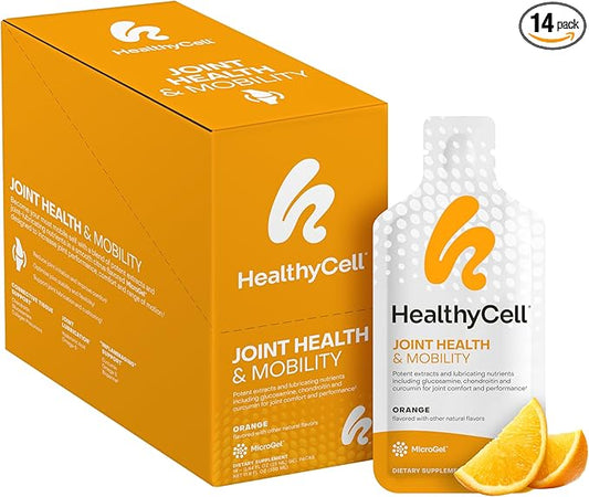 Healthycell Joint Health & Mobility Daily Liquid Supplement - Joint Support Supplement, Inflammation Response, Cartilage & Flexibility with Curcumin, Glucosamine & Chondroitin - 14 Gel Packs