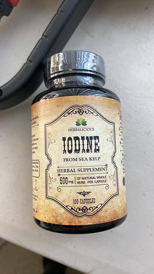 Natural Iodine Extract 100 Capsules - Sea Kelp - for Thyroid Function Support, Digestion, Helps Support Bone and Brain Health, Helps Support Energy Levels, Non GMO, Soy Free, Gluten Free