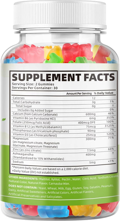 softbear Calcium Magnesium Zinc Gummies for Women, Calcium Magnesium Supplement Chewable Calcium 600 mg with Vitamin D3 for Bone Strength Vegan Mixed Fruit Flavor 120 Gummies