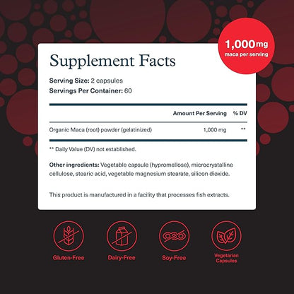 Youtheory Men's Maca - Vegan Maca Supplement for Men - Supports Energy, Stamina & Endurance* - Dairy, Soy & Gluten Free - 120 Vegetable Capsules