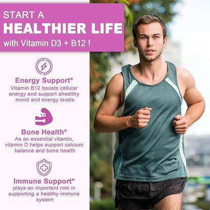 NEVISS Melatonin + Vitamin D3 & B12 Gummies, Vegan, 2+2=4 Pack
