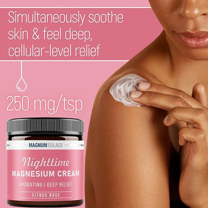 Magnesium Lotion – Nighttime Magnesium Cream – Apply to Leg Muscles, Arms or Chest - Topical Magnesium Chloride – USA Made and Safe for Kids (Citrus Rose) 4 Fl Oz (Pack of 1)