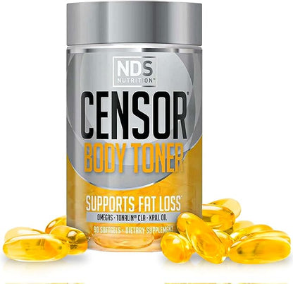 Censor NDS Nutrition Fat Loss and Body Toner with CLA, Fish Oil, Safflower and Omega 3-6-9 Blend - Dietary Supplement for Improved Energy and Health (90 Softgels)