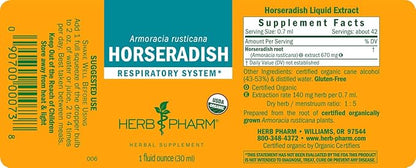 Herb Pharm Certified Organic Horseradish Liquid Extract for Respiratory System Support - 1 Ounce (DHRAD01) (Pack of 3)