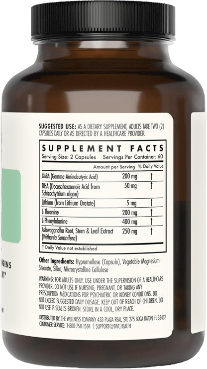 Mind Lift | 120 Capsules (2 Month Supply) | Supports Healthy Mood with Lithium, Ashwagandha, DHA, and GABA | Non-GMO, Gluten-Free | Stress Management and Cognitive Support