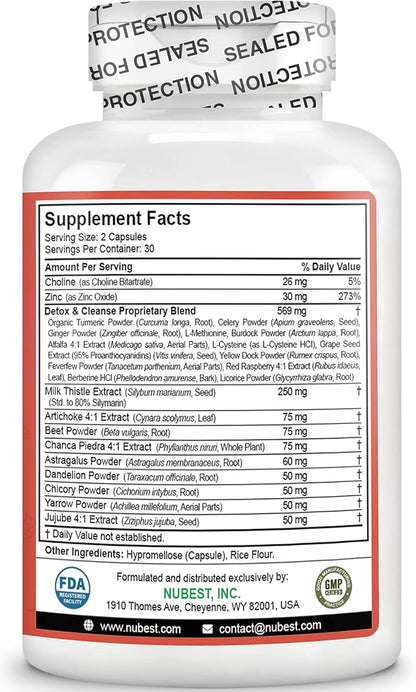 NuBest Liver Cleanse Detox & Repair - Liver Supplement by LIVERTOX with Milk Thistle, Choline, Beet, Turmeric, Artichoke & Dandelion - Liver Supplement Supports Healthy Liver - Pack 2