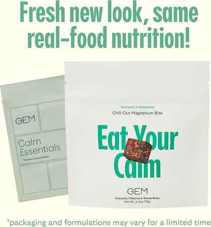 GEM Chill-Out Magnesium Bite and Natural Deep Sleep Aid Nighttime Bite | 8 x 7-Bite Pack | 20+ Whole-Food Vitamins & Minerals