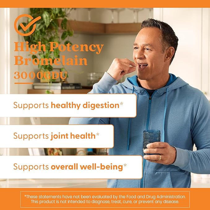 Doctor's Best 3000 GDU Bromelain Proteolytic Digestive Enzymes Supplements, Supports Healthy Digestion, Joint Health, Nutrient Absorption, 500 mg,Capsule, 90 Count(Pack of 1)