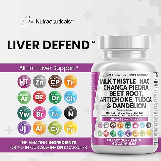 Clean Nutraceuticals Milk Thistle NAC Chanca Piedra Beet Root Artichoke Dandelion Root - Liver Cleanse Supplement Plus TUDCA Choline & Ginger - 2Pack