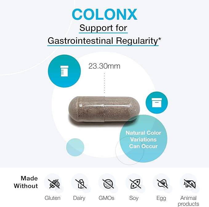 XYMOGEN ColonX - Supports GI Motility, Stool Bulk, Digestion, Assimilation, and Elimination - Triphala Supplement with Magnesium Citrate, Cape Aloe (60 Capsules)